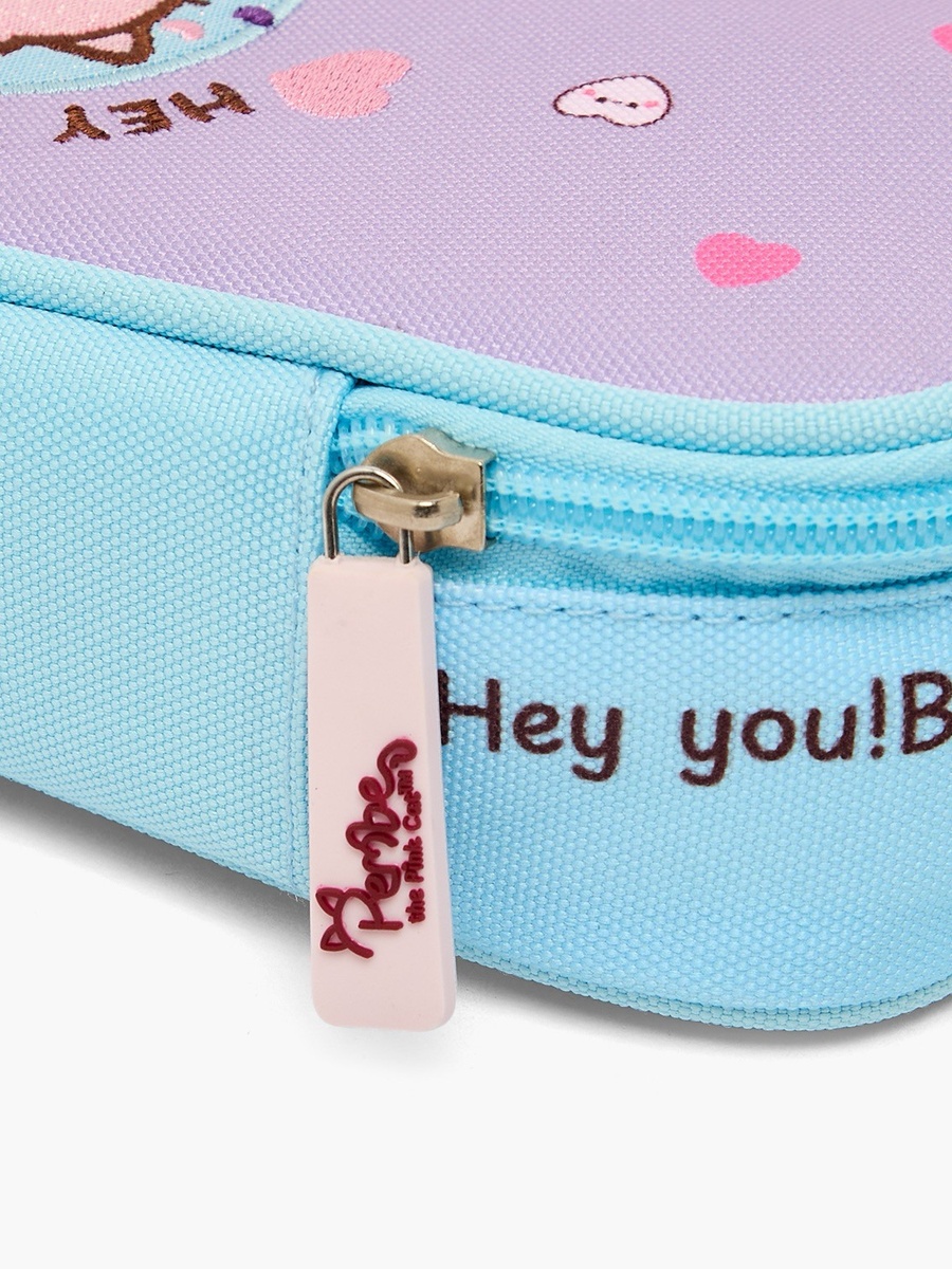 Slogan Print Pencil Pouch with Zip Closure