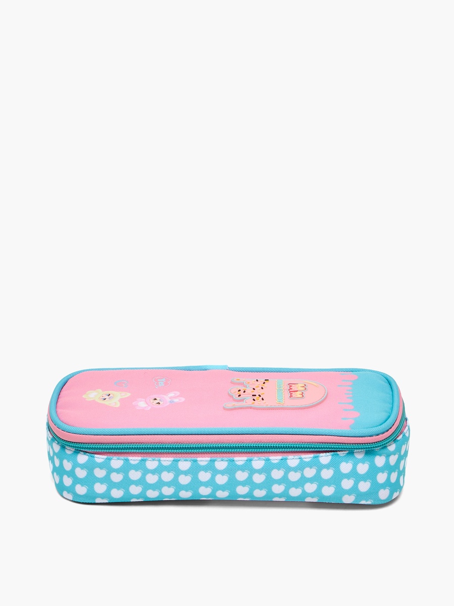 Logo Applique Pencil Pouch with Zip Closure