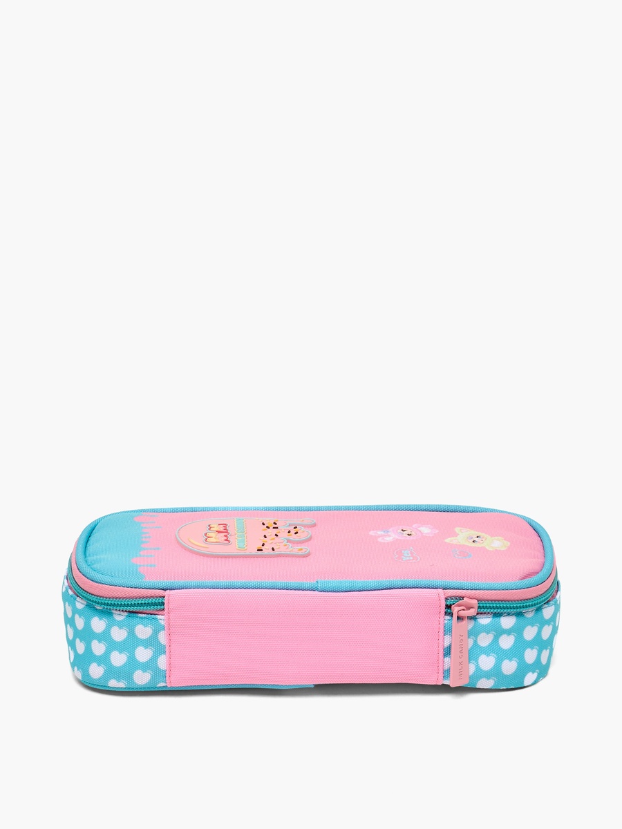 Logo Applique Pencil Pouch with Zip Closure