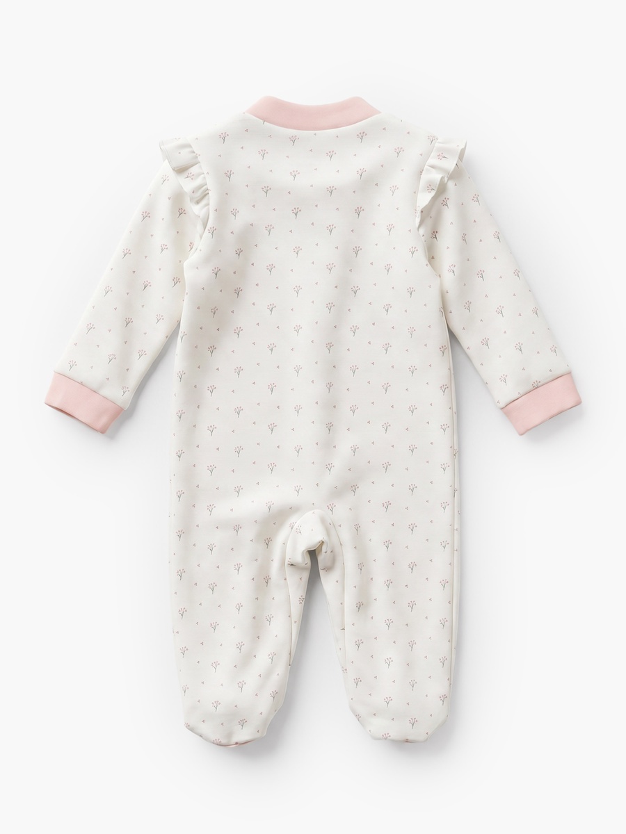 Supima Cotton Mandarin Collar Long Sleeves Sleepsuit with Floral Print