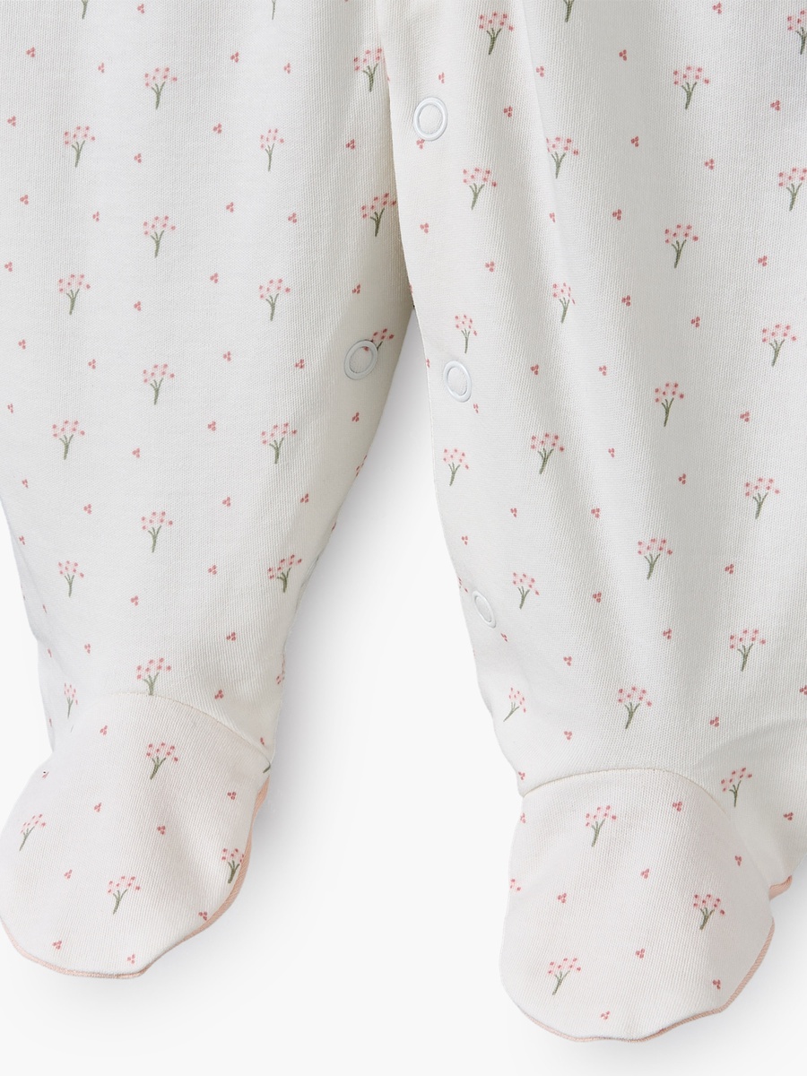 Supima Cotton Mandarin Collar Long Sleeves Sleepsuit with Floral Print