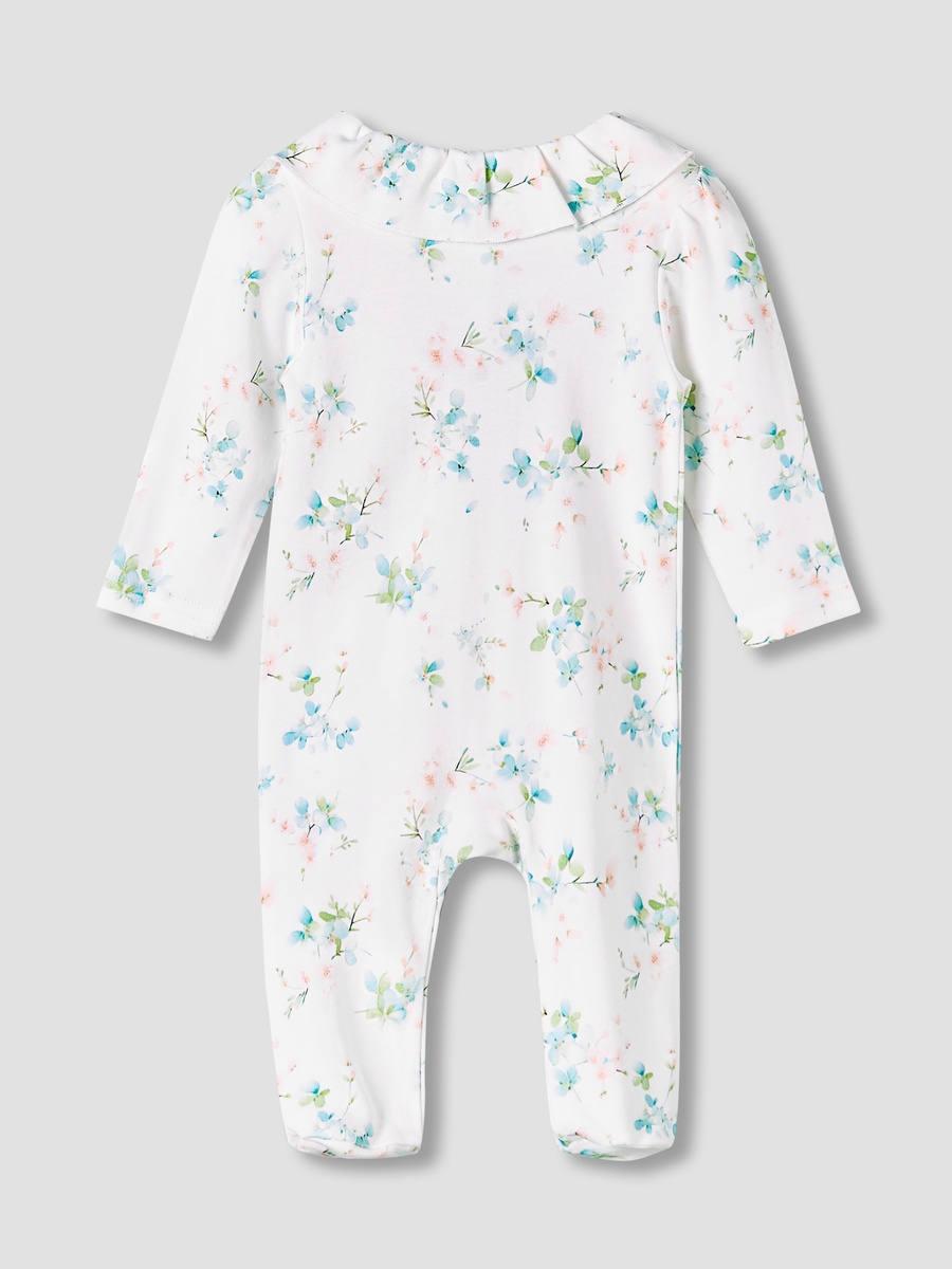 Bamboo Cotton Collared Long Sleeves Sleepsuit with Floral Print