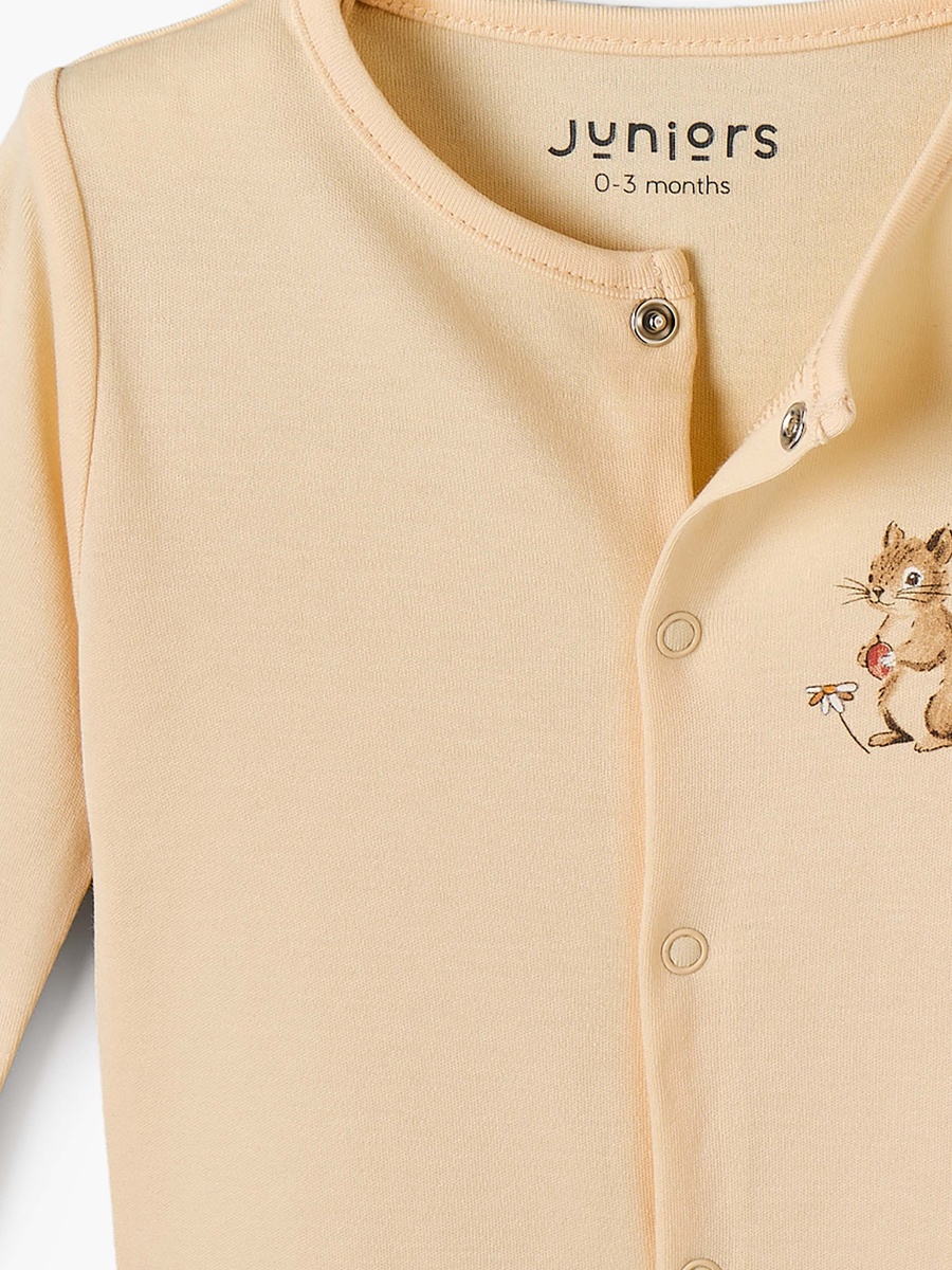 Pack of 3 Cotton Crew Neck Long Sleeves Sleepsuit with Squirrel Print