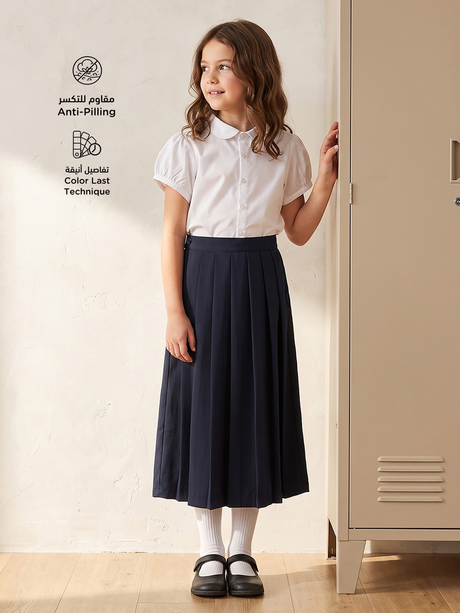 Solid Maxi Skirt with Button Closure and Pocket