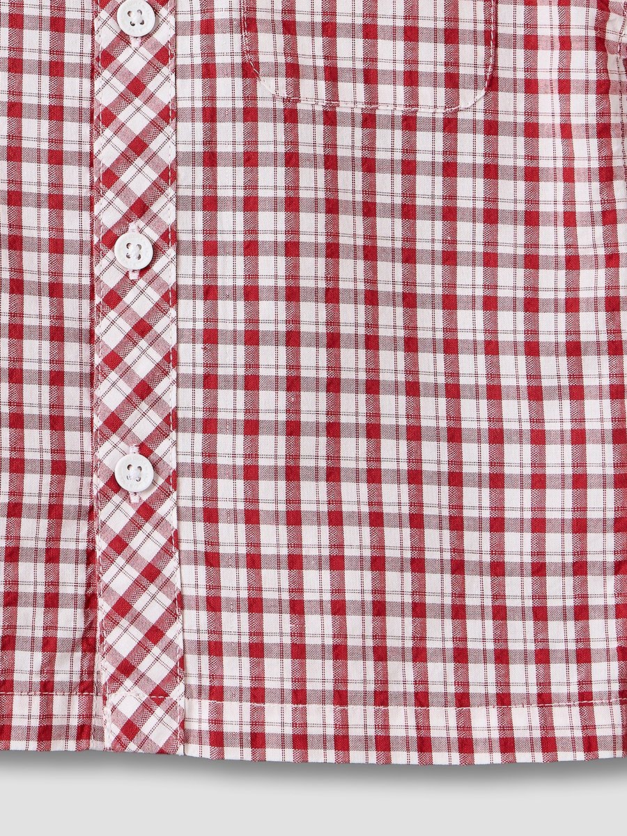 Collared Short Sleeves Shirt with Checks