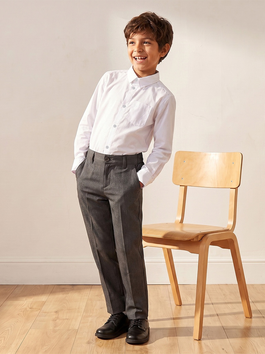 Set of 2- Solid Shirt with Chest Pocket and Long Sleeves