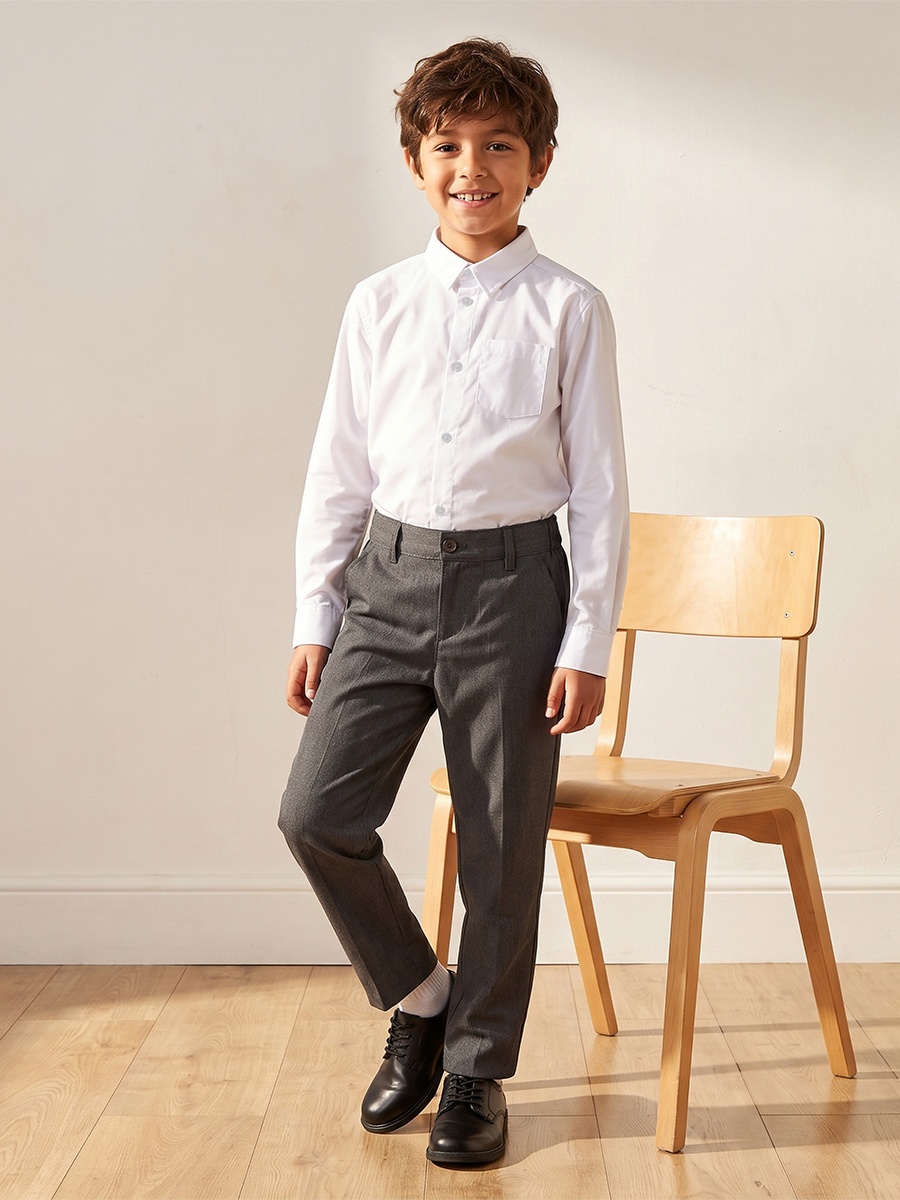 Set of 2- Solid Shirt with Chest Pocket and Long Sleeves