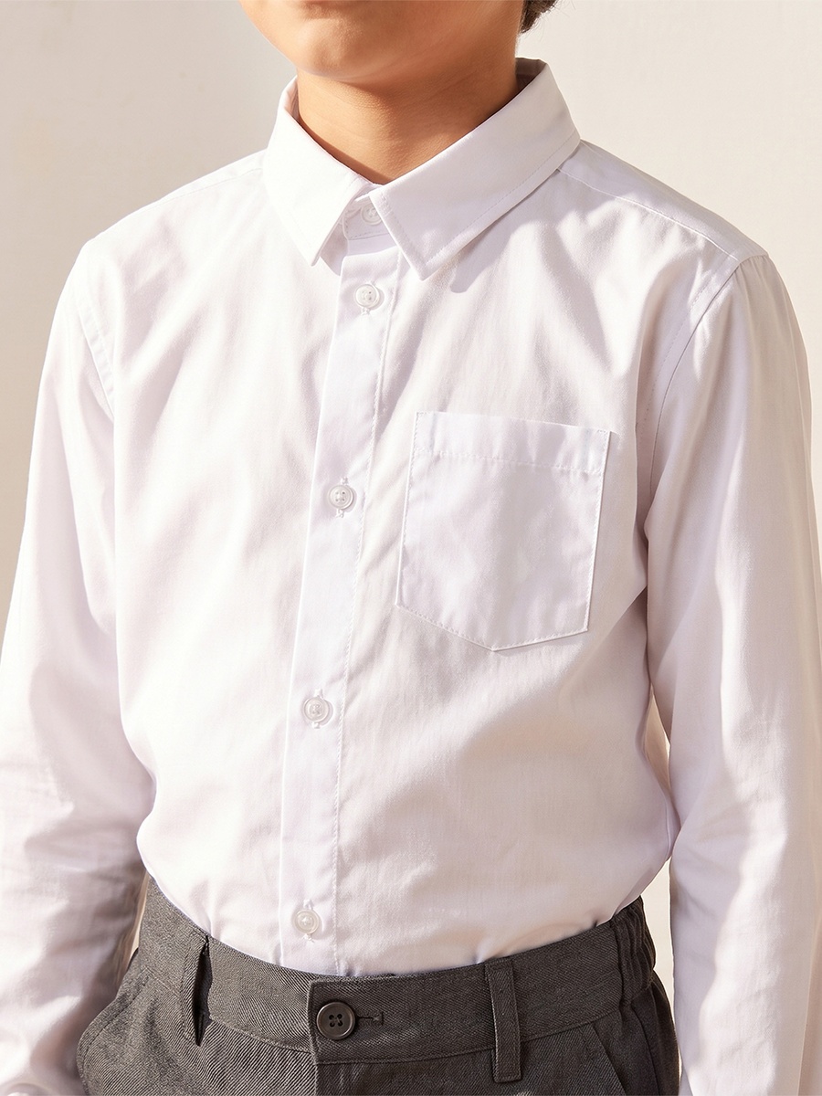 Set of 2- Solid Shirt with Chest Pocket and Long Sleeves