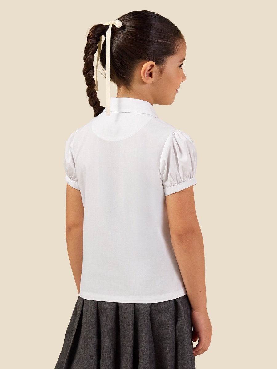Set of 2- Solid Shirt with Puff Sleeves and Button Closure