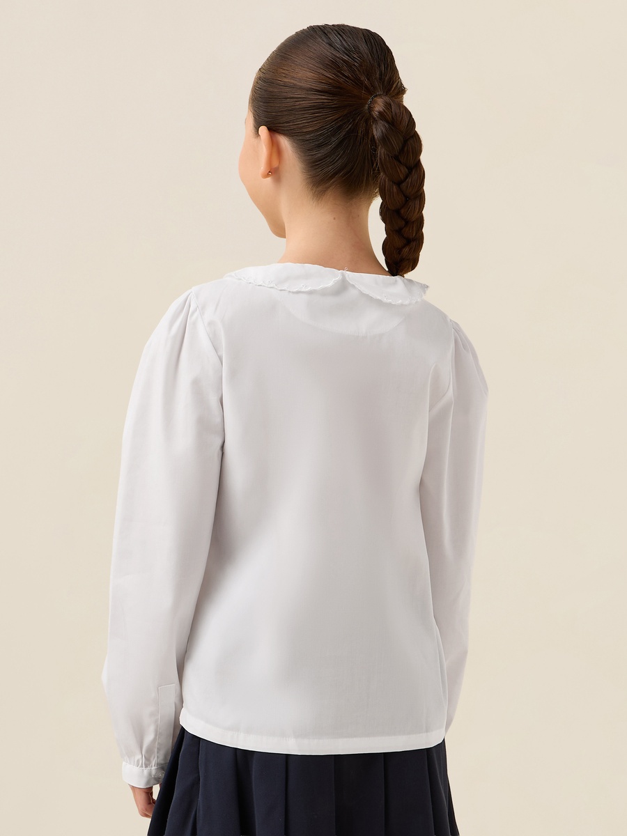 Set of 2- Solid Long Sleeves Shirt with Embroidered Peter Pan Collar