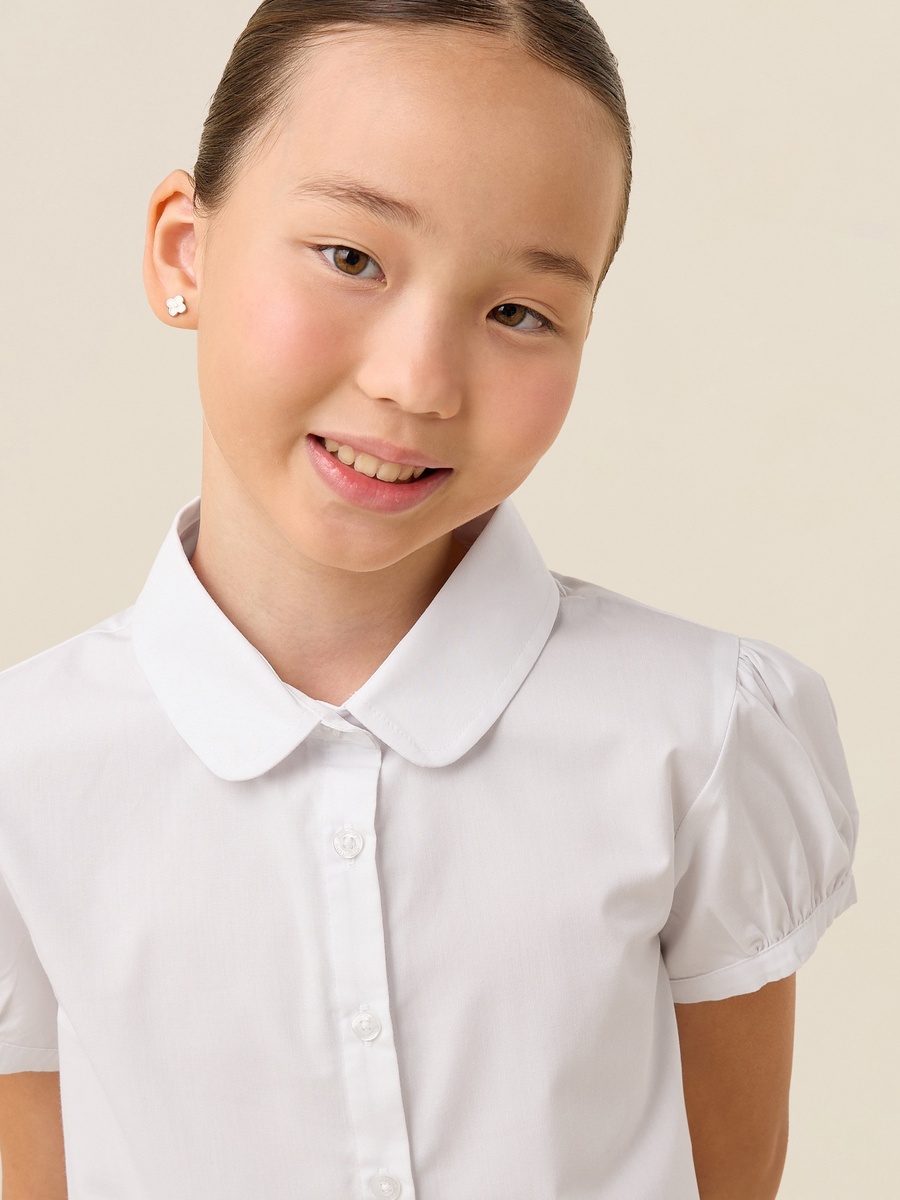 Girls White School Shirt with Collar