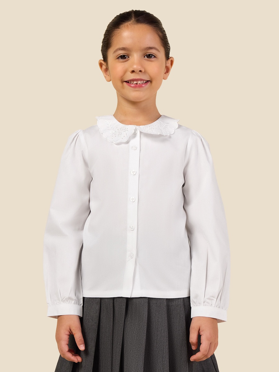 Girls White School Shirt with Peter Pan Collar