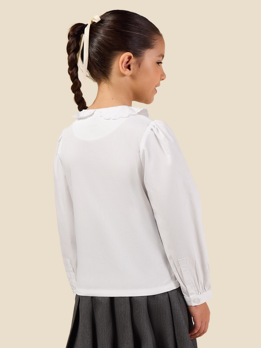 Girls White School Shirt with Peter Pan Collar