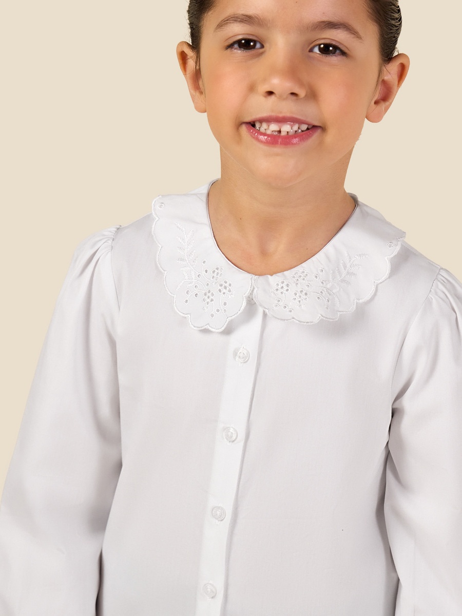 Girls White School Shirt with Peter Pan Collar