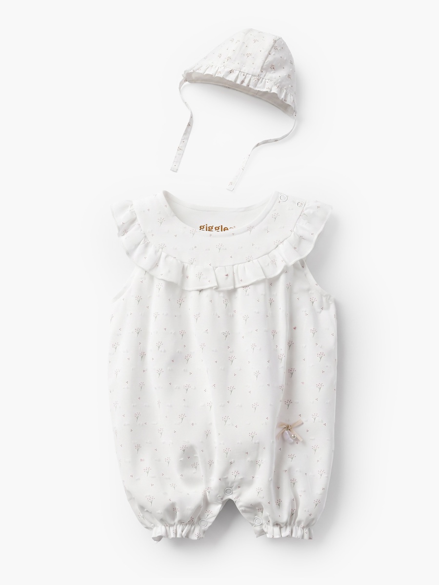 Round Neck Sleeveless Romper with Cap