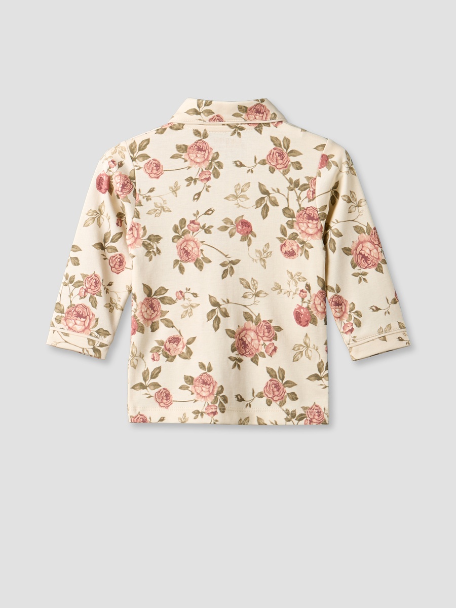 Cotton Collared Long Sleeves Pyjama Set with Floral Print
