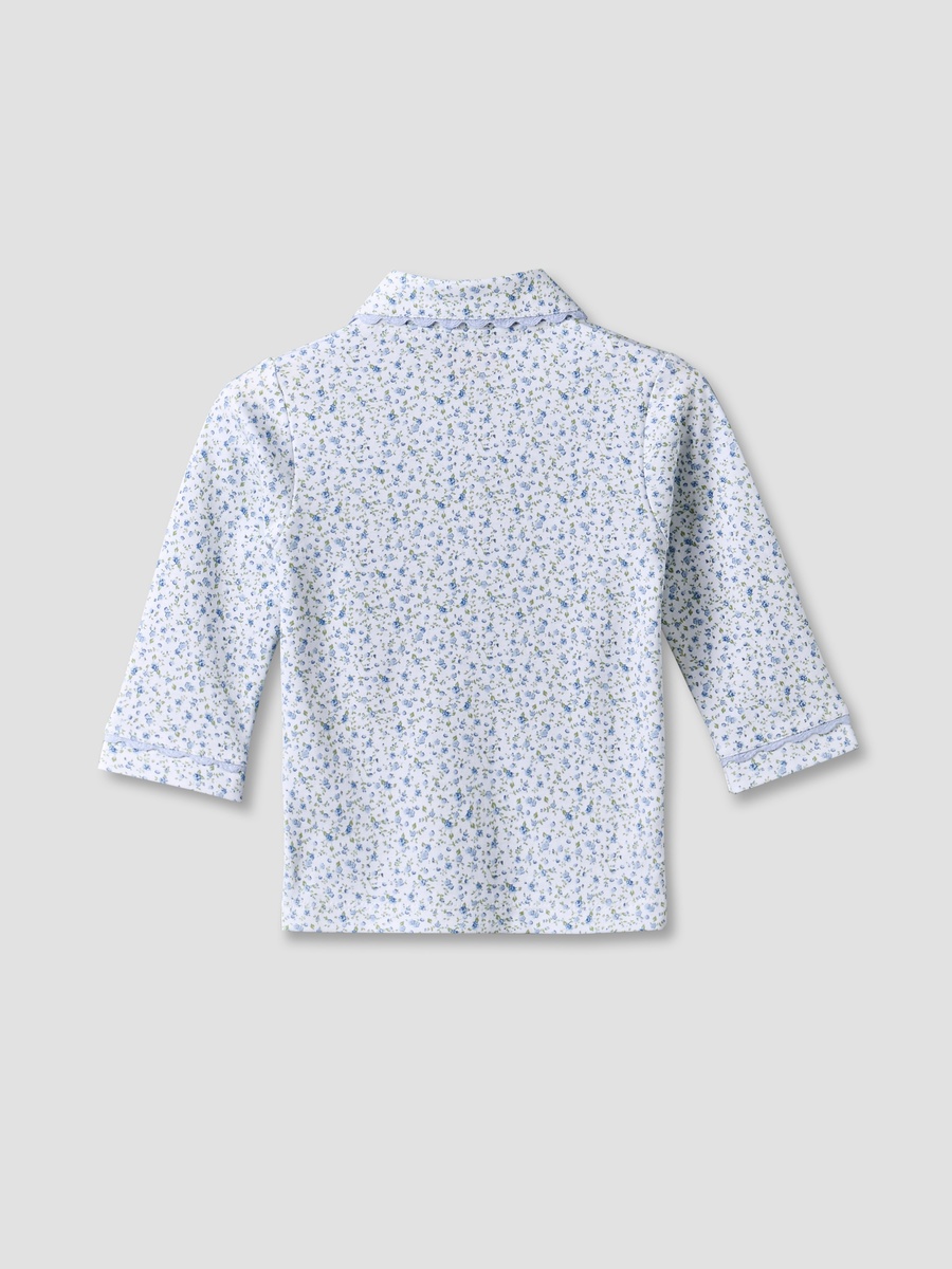 Cotton Collared Long Sleeves Pyjama Set with Floral Print