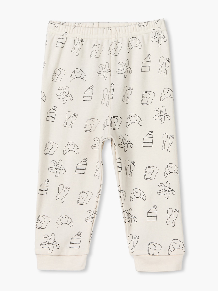 Pack of 2 Cotton Round Neck Long Sleeves Pyjama Set with Breakfast Print