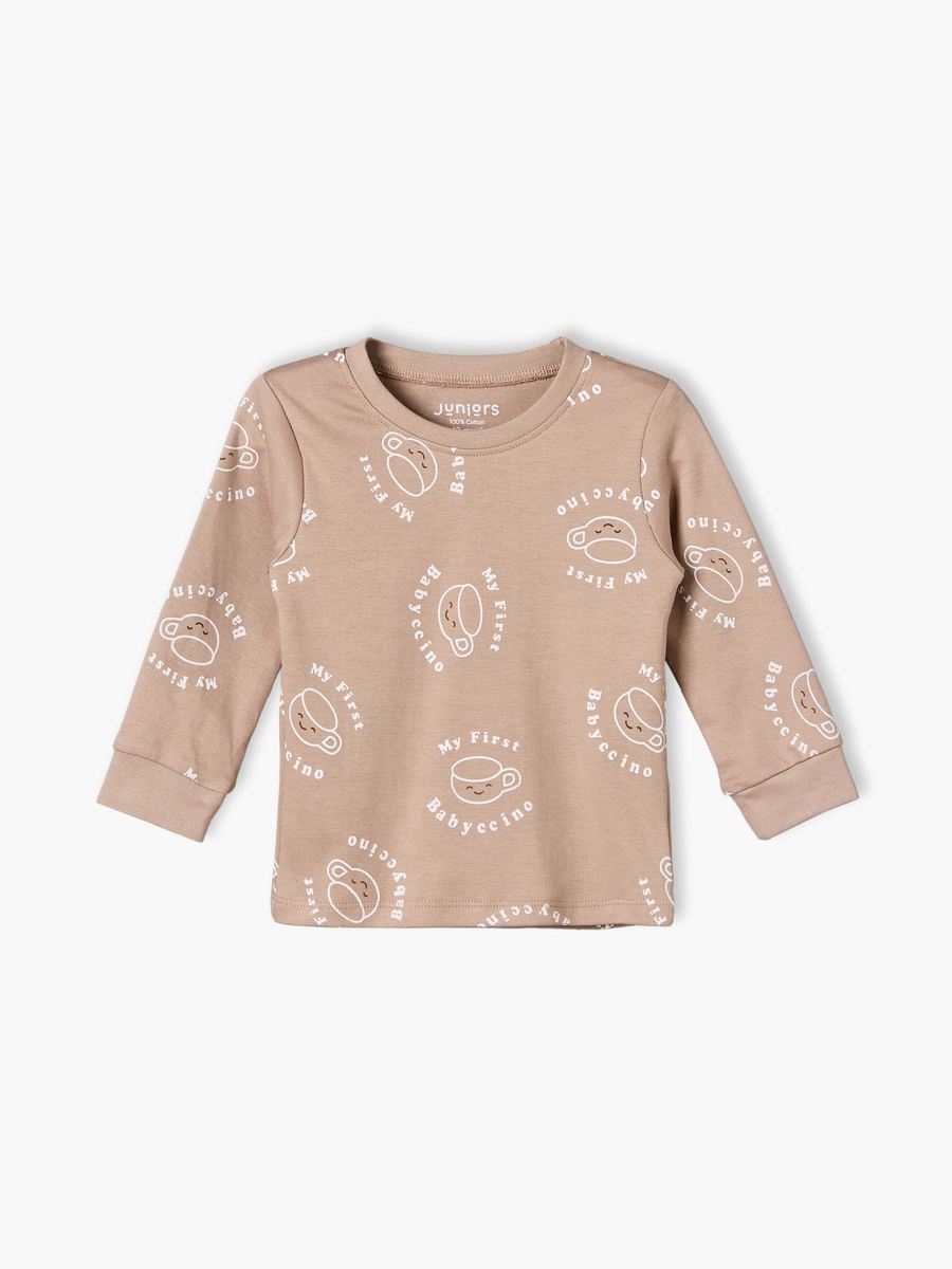 Pack of 2 Cotton Round Neck Long Sleeves Pyjama Set with Breakfast Print