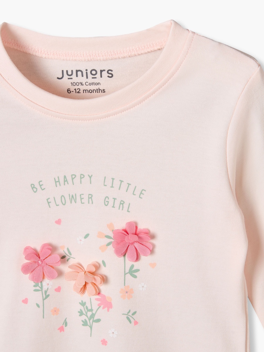 Pack of 3 Cotton Round Neck Long Sleeves Pyjama Set with Floral  Print