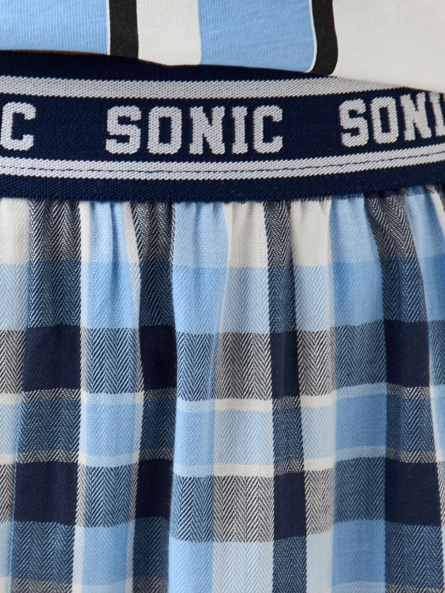 Cotton Crew Neck Short Sleeves Pyjama Set with Sonic the Hedgehog Print