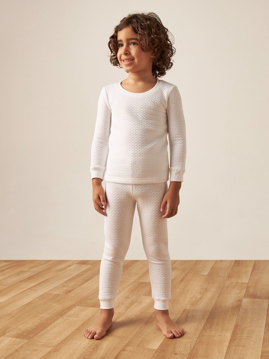 Textured Thermal T-Shirt and Pyjama Set