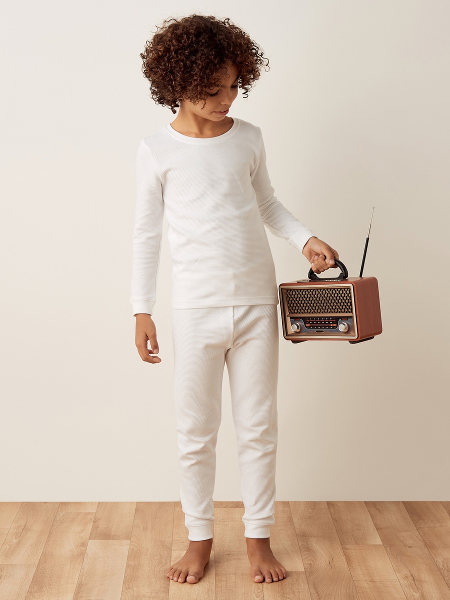 Textured Thermal T-Shirt and Pyjama Set