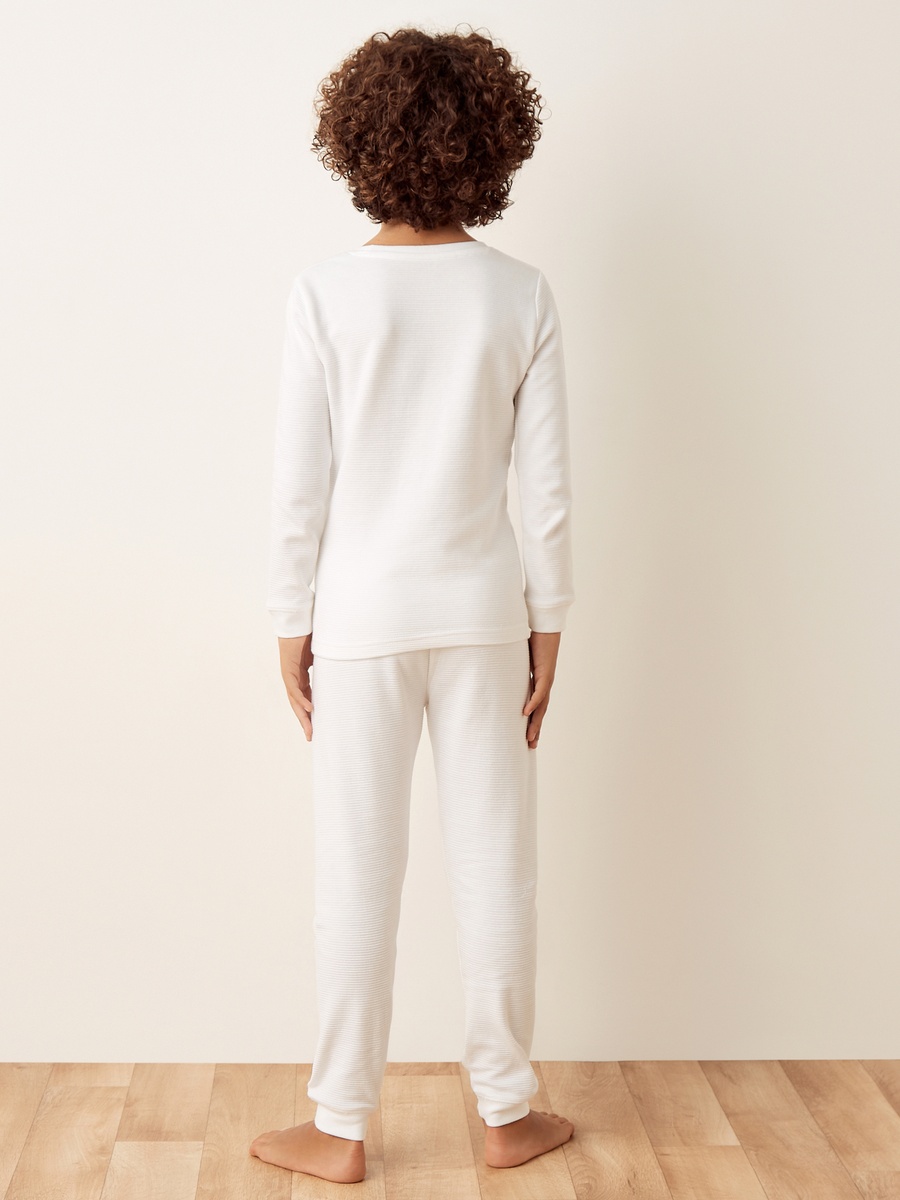 Textured Thermal T-Shirt and Pyjama Set