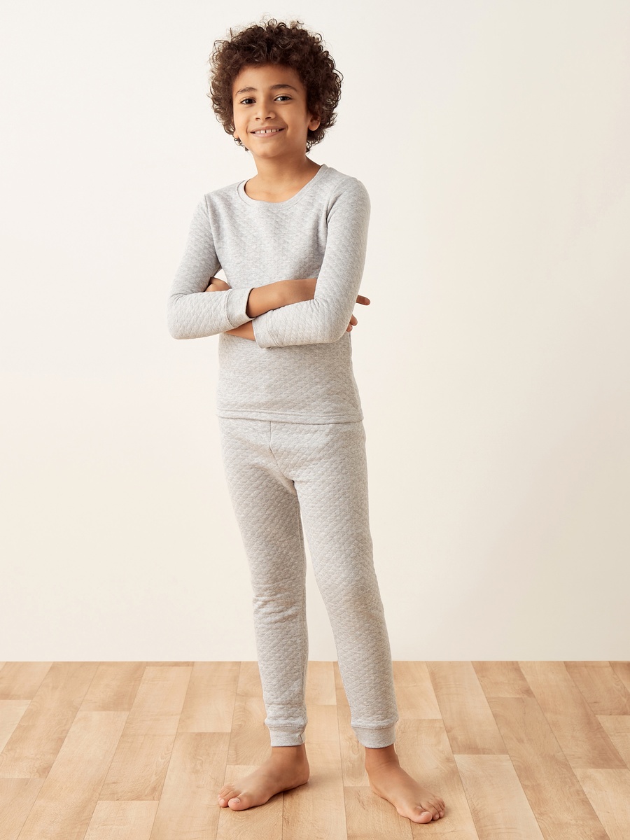 Textured Thermal T-Shirt and Pyjama Set