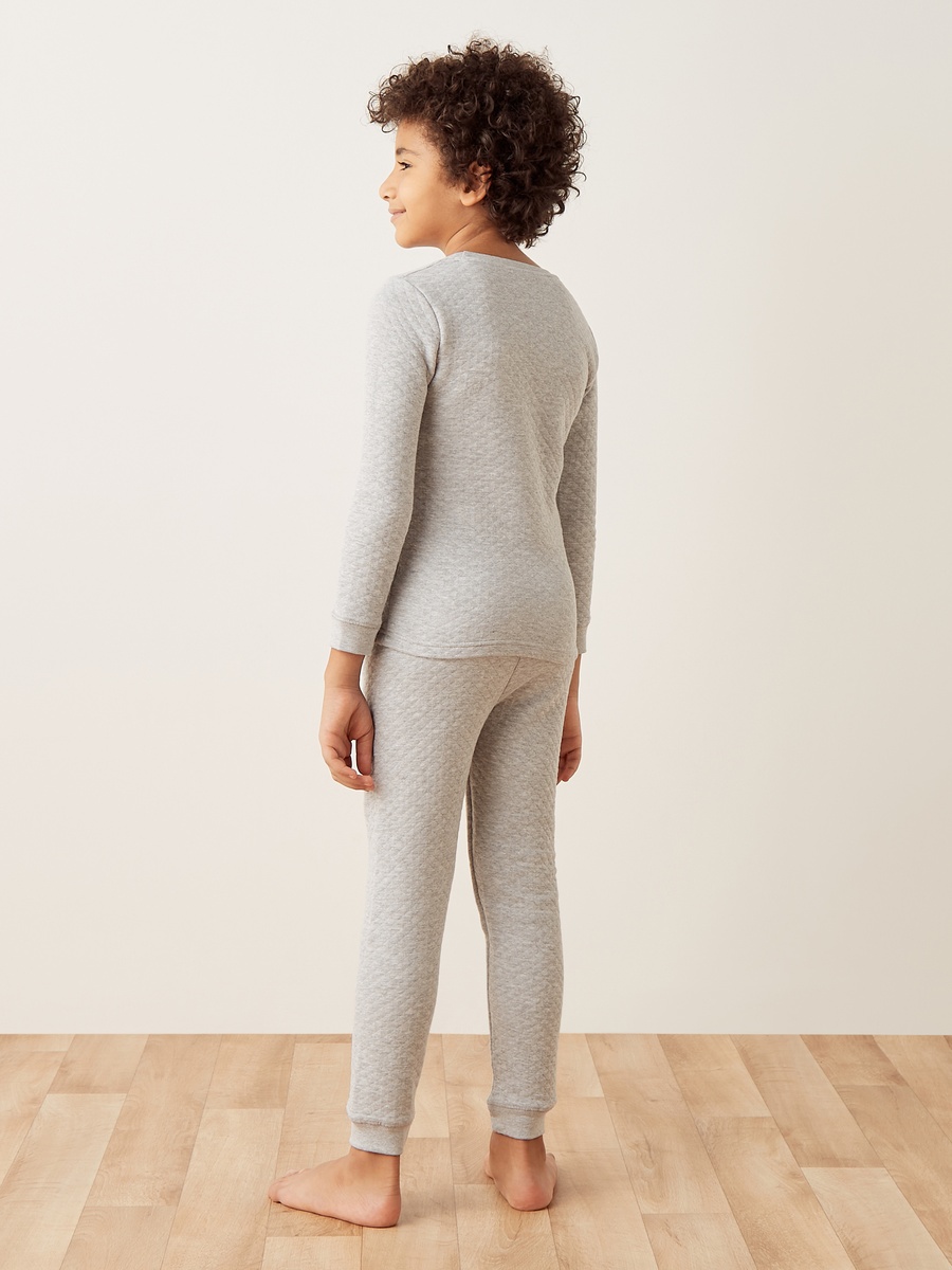 Textured Thermal T-Shirt and Pyjama Set