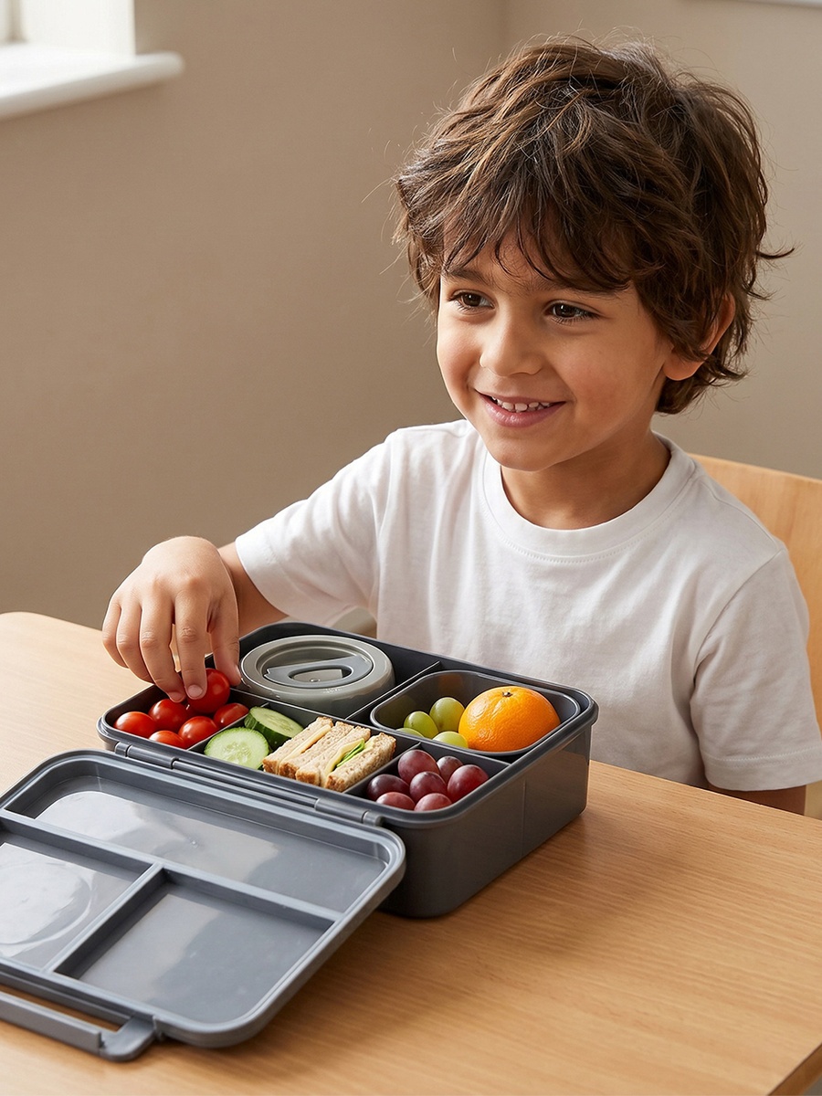 Solid Bento Lunch Box with Food Jar