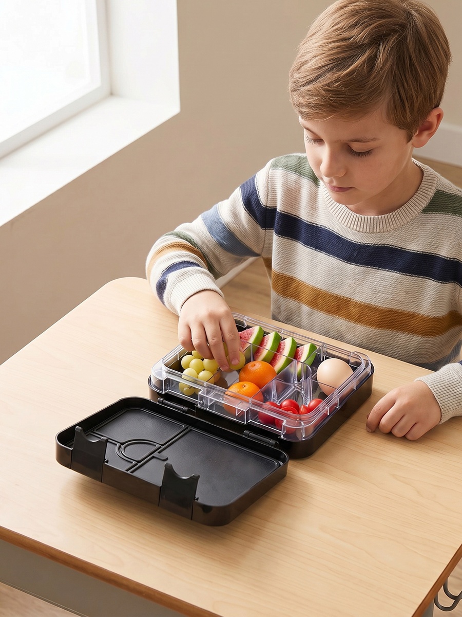 Logo Print Bento Lunch Box with Clip Lock Lid