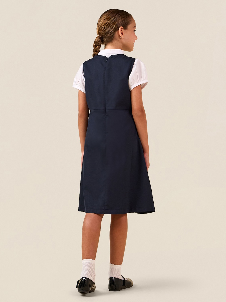 Solid Pinafore Dress with Button Detail