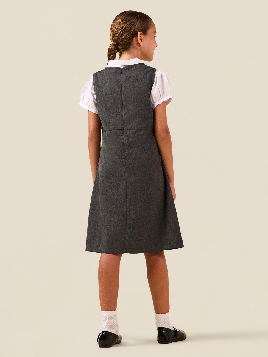 Solid Pinafore Dress with Button Detail