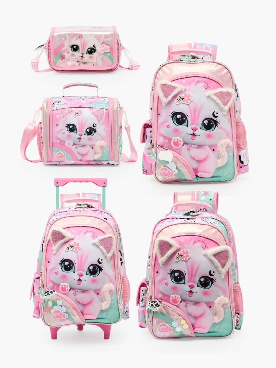 Cat Print Backpack with Laptop Compartment - 16 inches