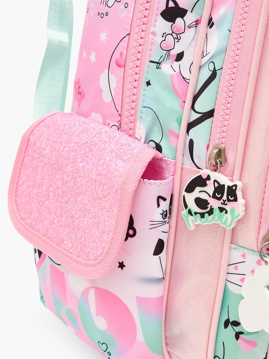 Cat Print Backpack with Laptop Compartment - 16 inches