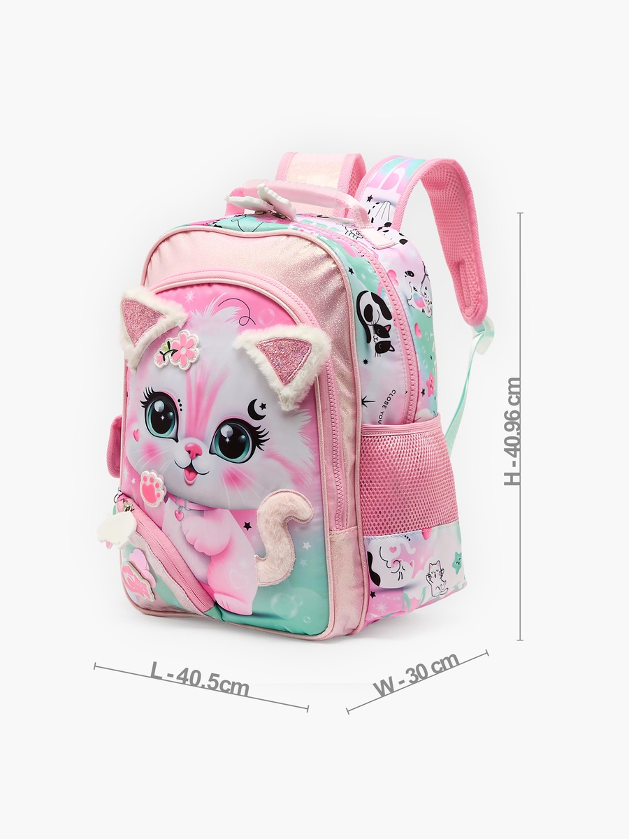 Cat Print Backpack with Laptop Compartment - 16 inches