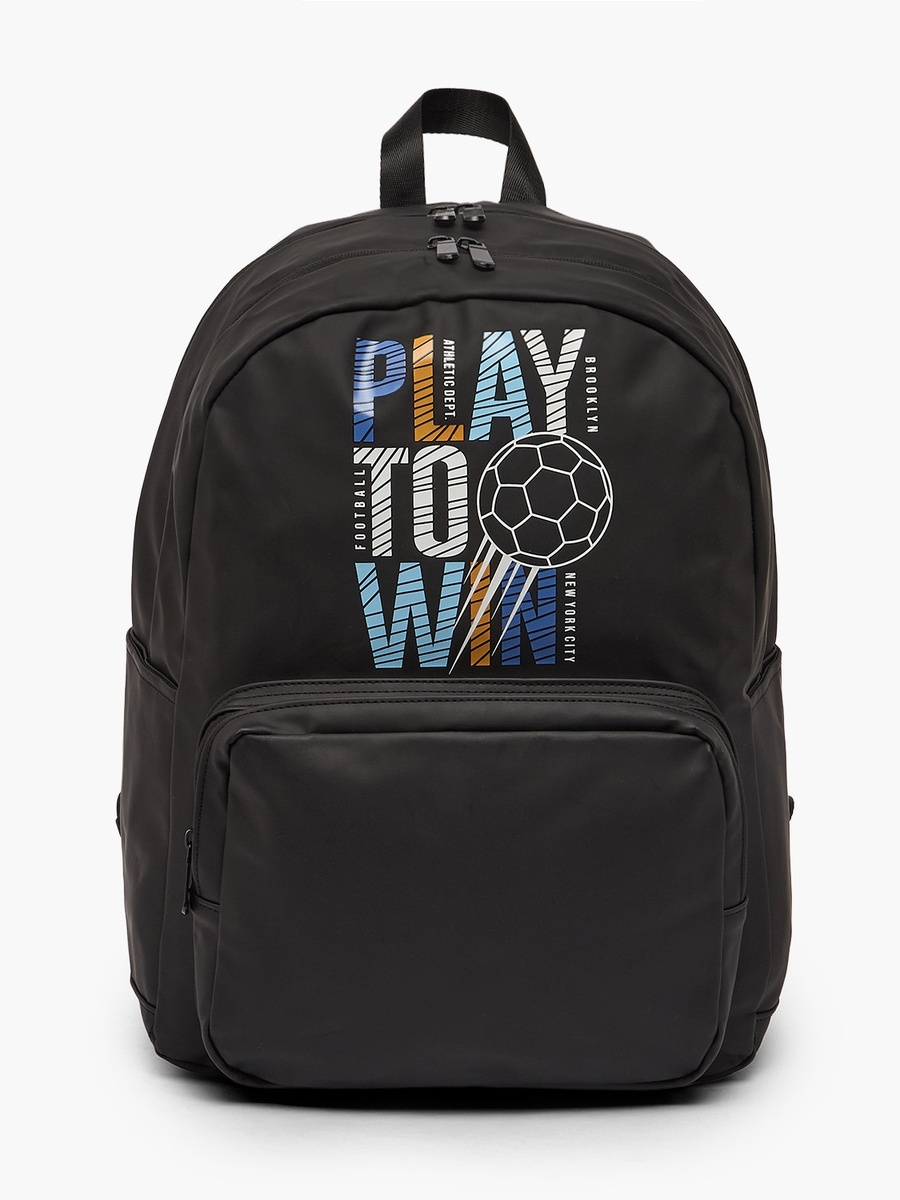 Football Print Backpack with Print - 17 inches