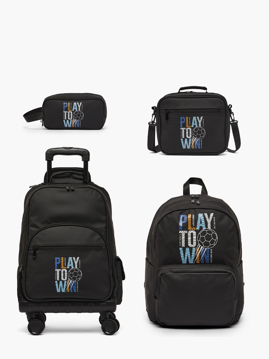 Football Print Backpack with Print - 17 inches