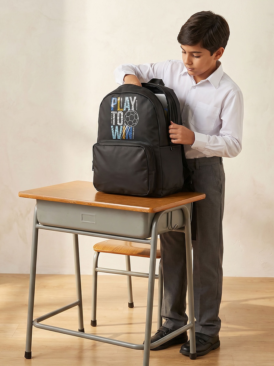 Football Print Backpack with Print - 17 inches