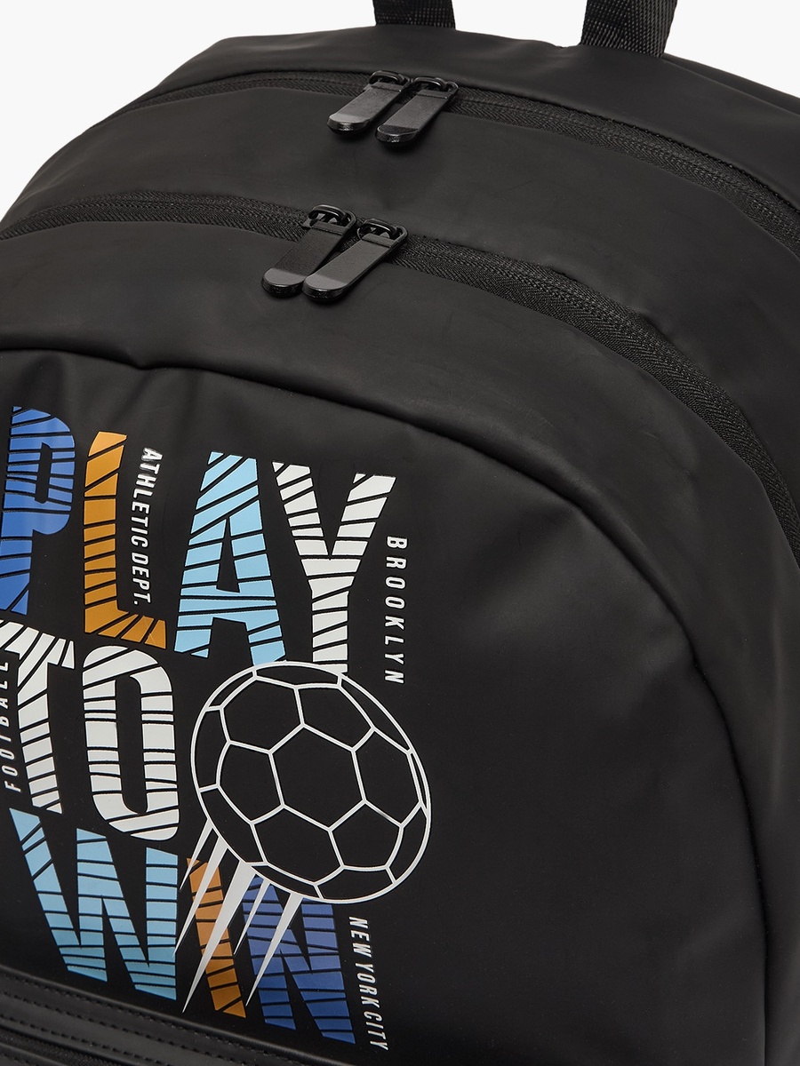 Football Print Backpack with Print - 17 inches