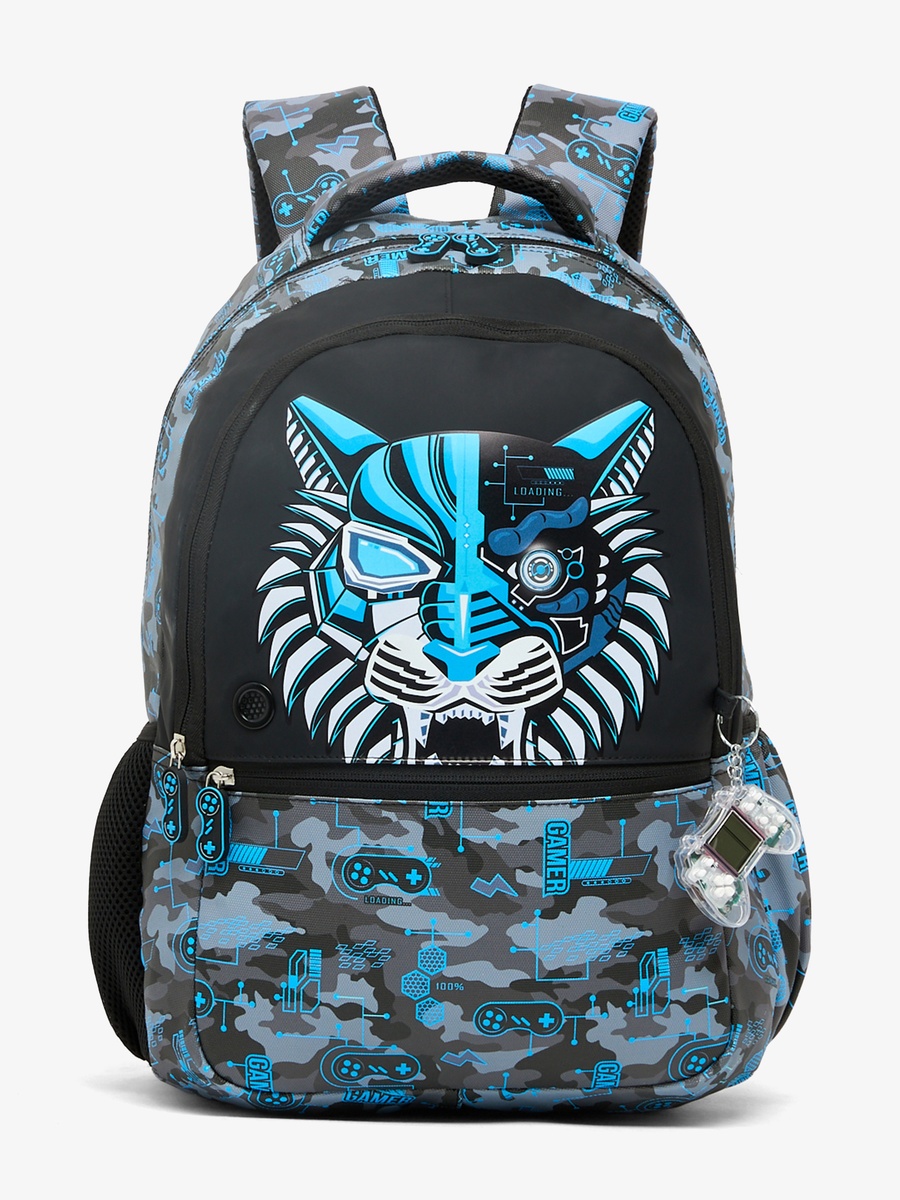 شنطة ظهر بأحزمة قابلة للتعديل وطبعات نمر للأولاد بعمر 5-8 سنوات - 16 بوصة