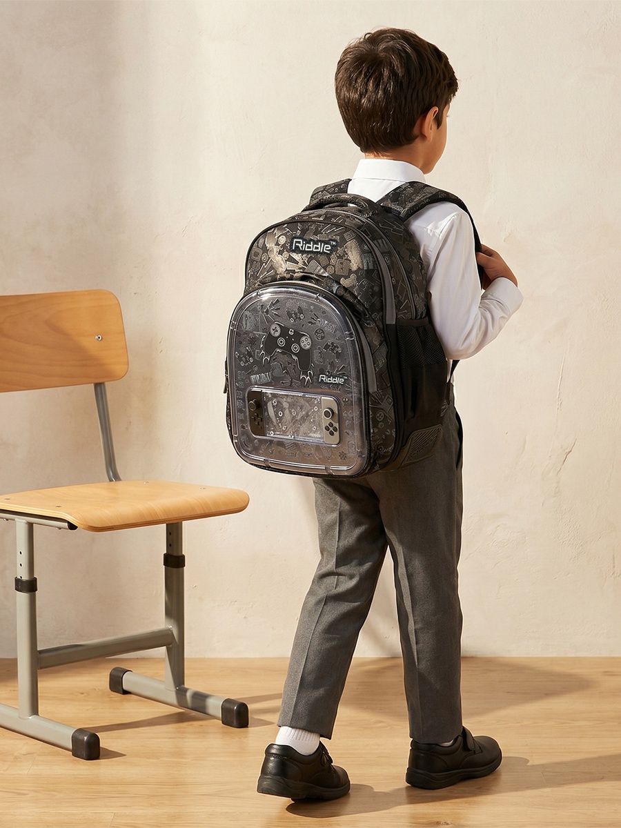 Game Print Backpack with Padded Back