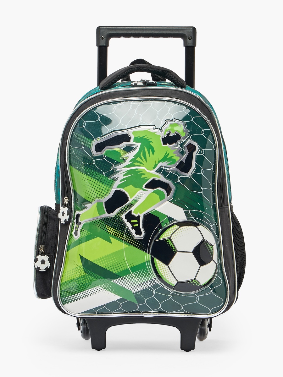 Football 3-Piece School Trolley Bag Set with Pencil Pouch - 16 inches