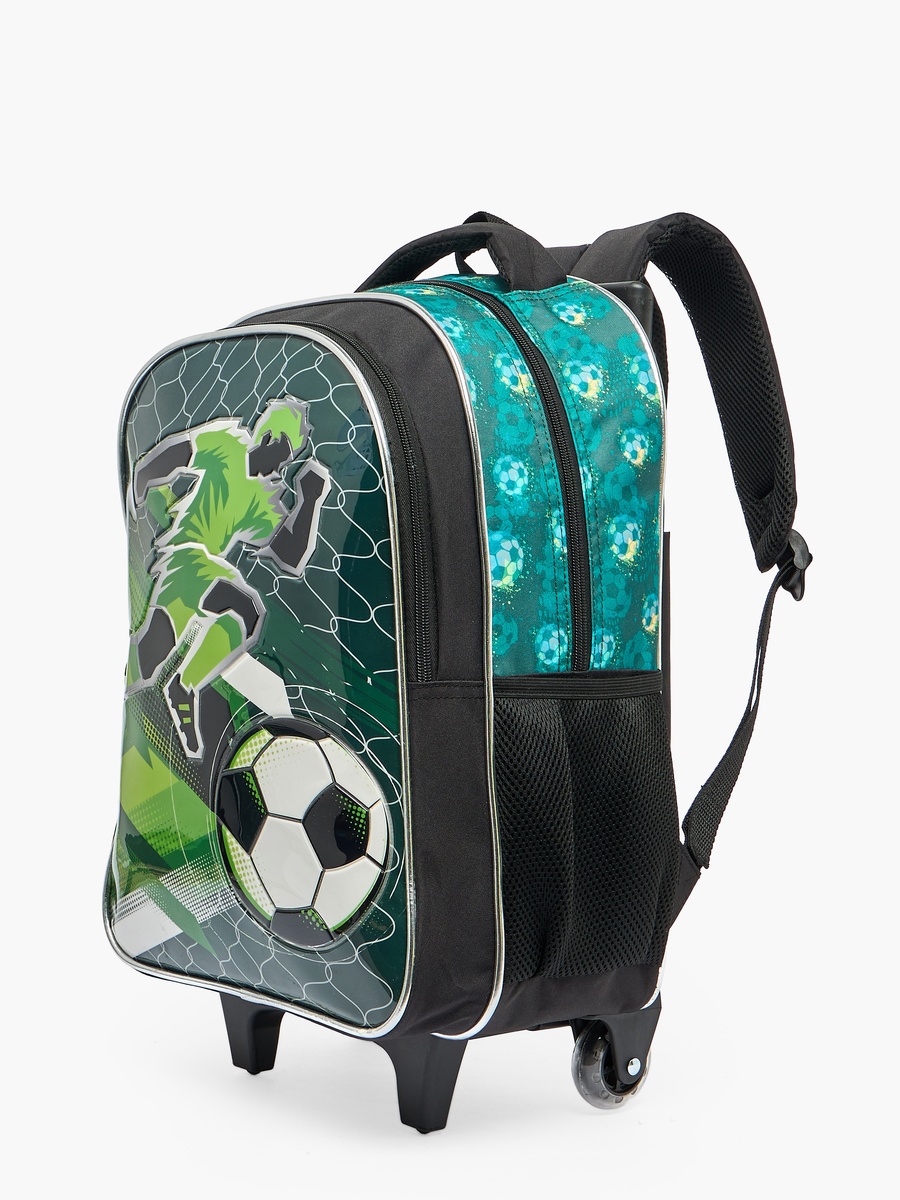 Football 3-Piece School Trolley Bag Set with Pencil Pouch - 16 inches