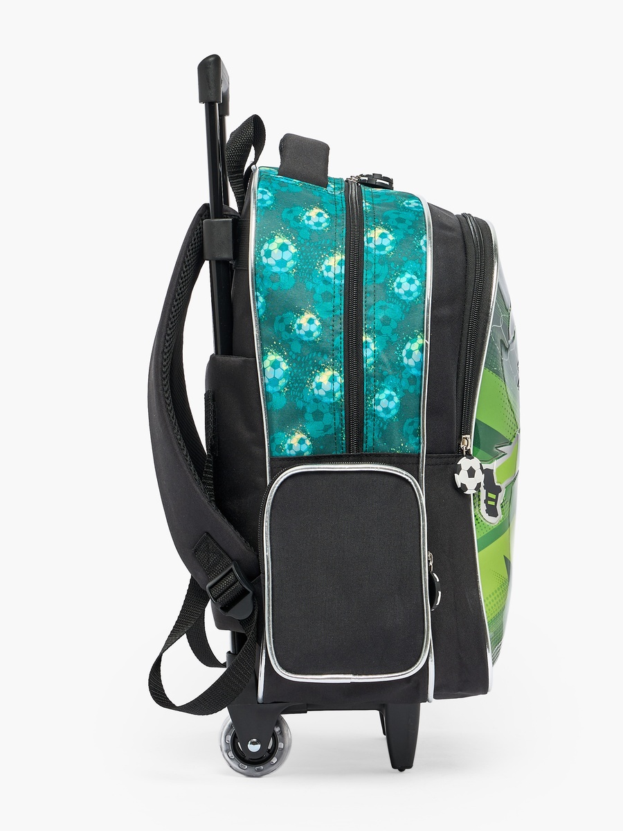 Football 3-Piece School Trolley Bag Set with Pencil Pouch - 16 inches