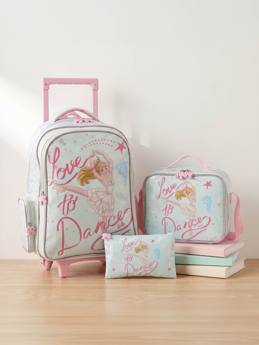 Barbie 3-Piece School Trolley Bag Set with Lunch Bag - 16 inches