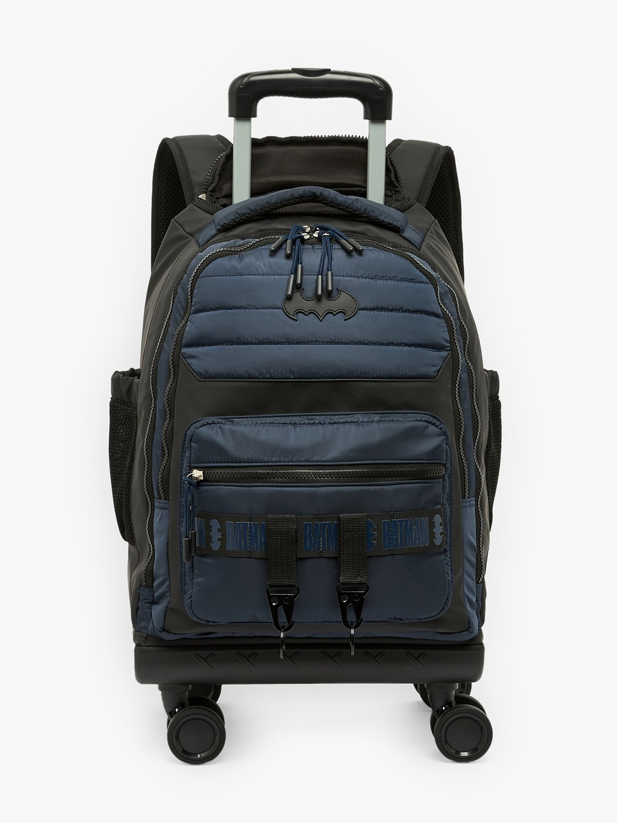 Batman Textured Trolley Bag with Durable Wheels - 18 inches