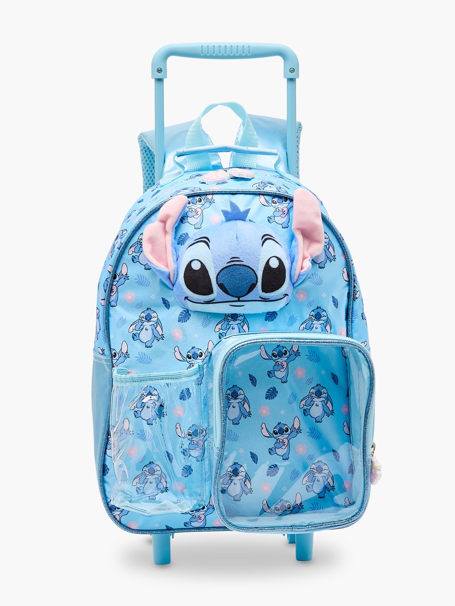 Stitch Print 3-Piece School Trolley Bag Set with Lunch Box - 14 inches