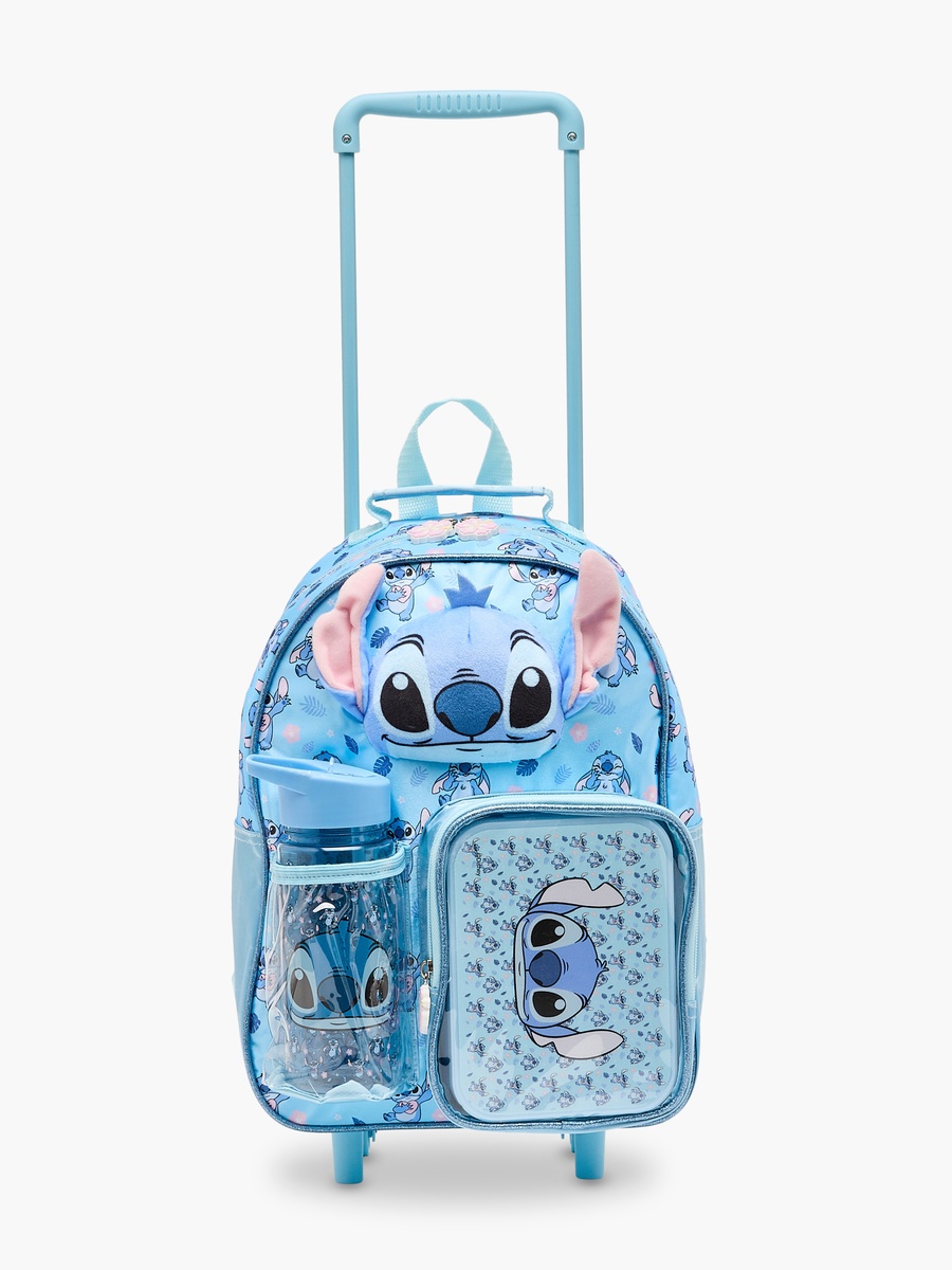 Stitch Print 3-Piece School Trolley Bag Set with Lunch Box - 14 inches